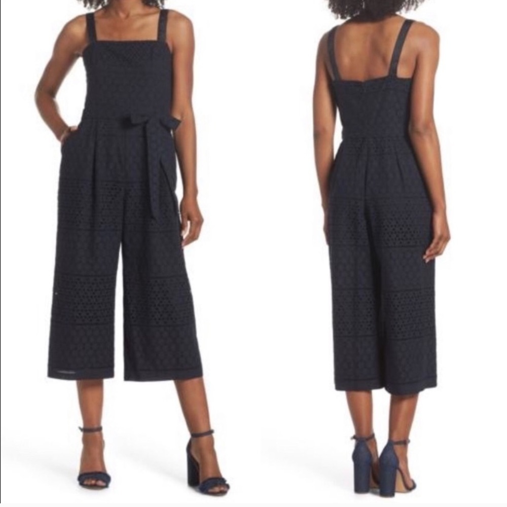 ELIZA J navy Lacey jumpsuit